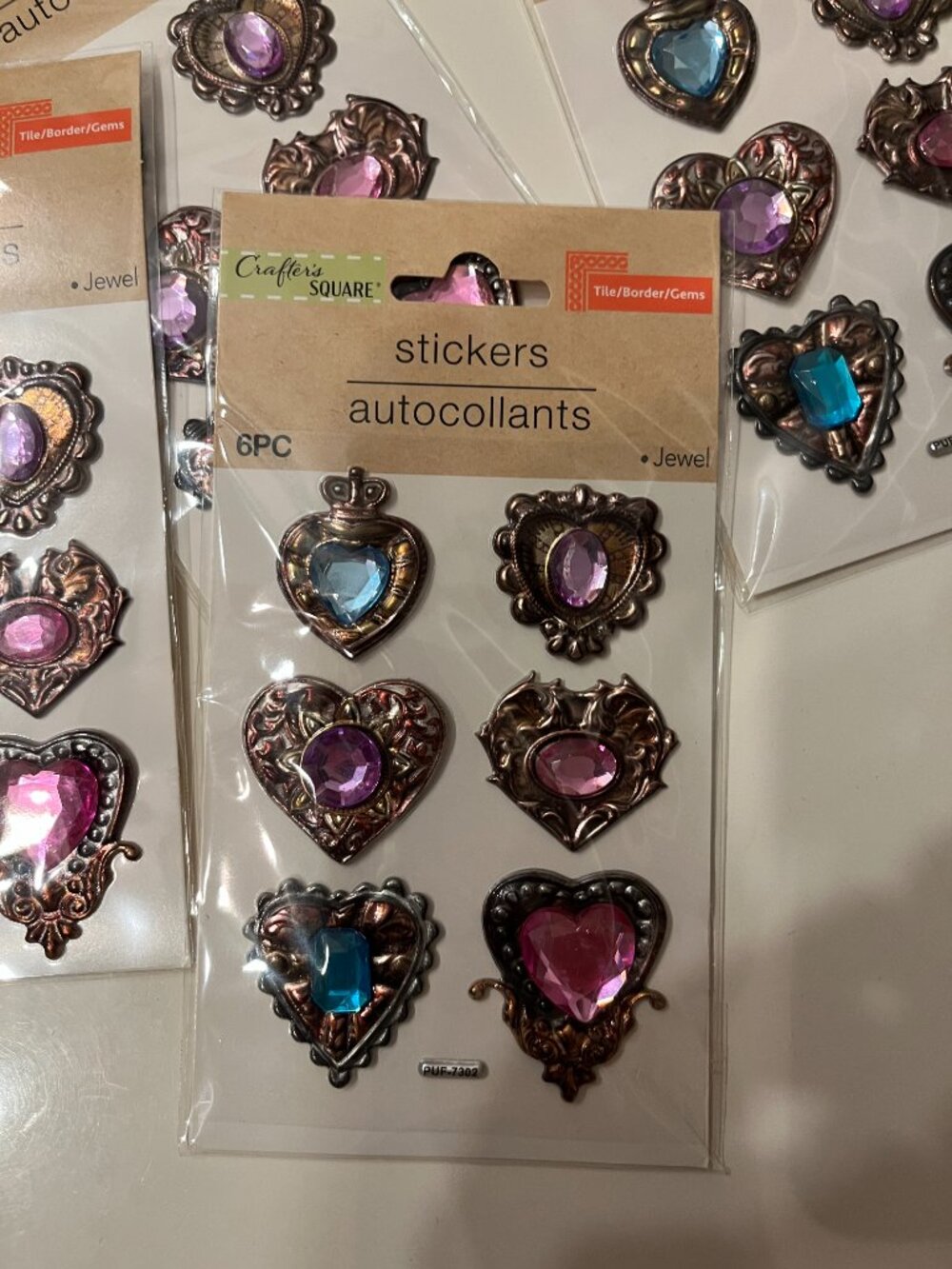 Heart Jewel Look Stickers Craft SGreat for crafts, scrapbooking & decor (4 pks) - Picture 3 of 9